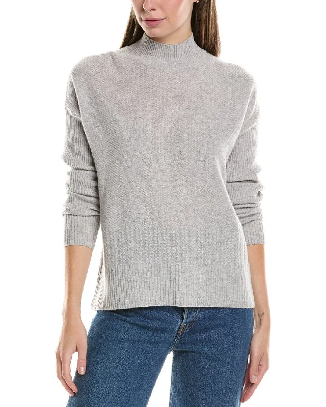 InCashmere Textured Stripe Cashmere Sweater Mesh Blend Leather Blend Suede Blend
