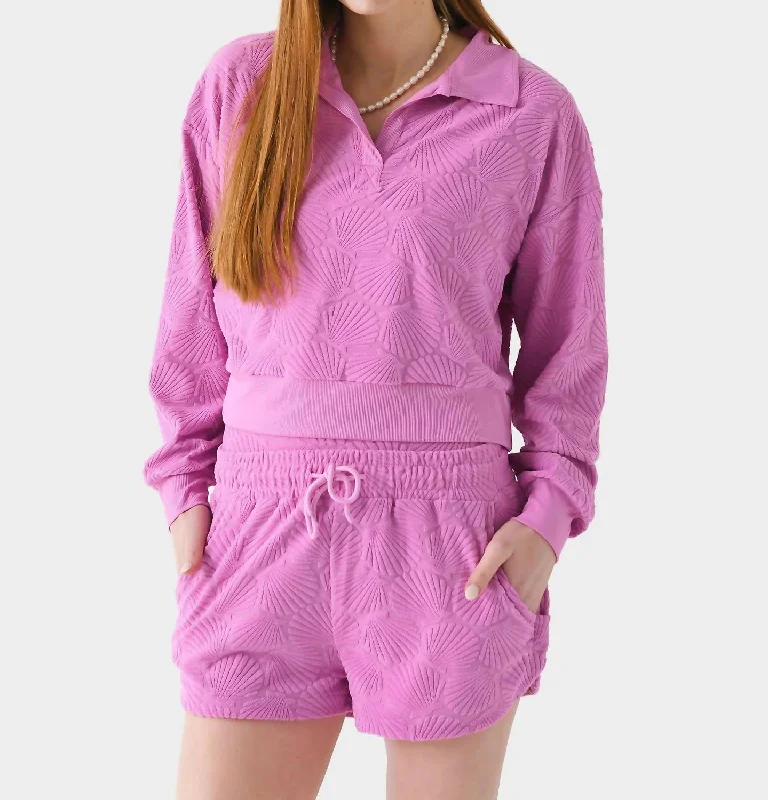 Martina Polo Sweater In Shell Pink Seamless Knitted Crochet