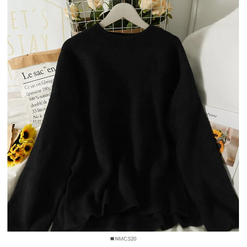 Retro loose and thin medium and long split Pullover Sweater for women  2081 Satin Fabric Silk Fabric Chiffon Fabric