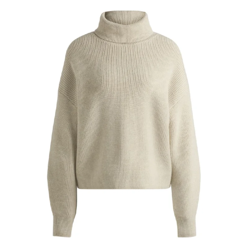 Ribbed rollneck sweater in wool Real Fur Shearling Chenille