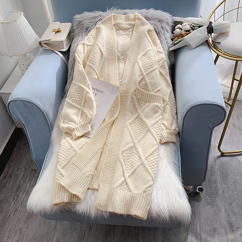 Sweater cardigan female loose lazy wind thickened thick thread twist  4933 Cotton Fabric Linen Fabric Terry Fabric