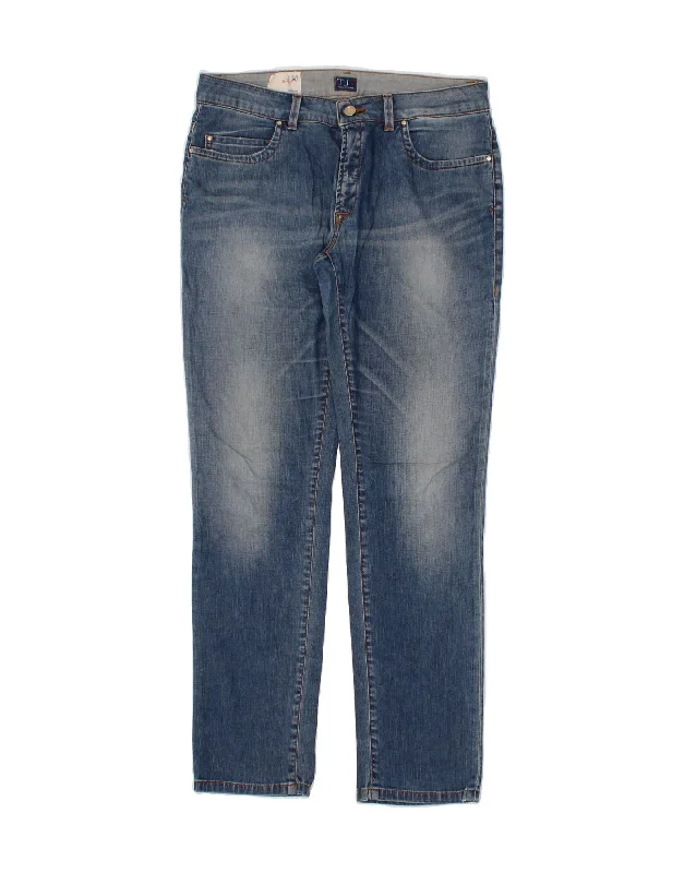 TRUSSARDI Womens Straight Fit Skinny Jeans W31 L31 Blue Cotton Stylish High-Waisted Denim