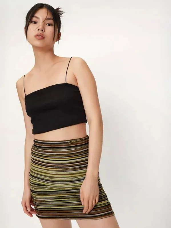 Women's Striped Space Dye Skirt,Multi linen skirt airy