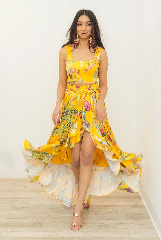 ALIA Hi-lo Yellow Lehenga Skirt corduroy skirt durable