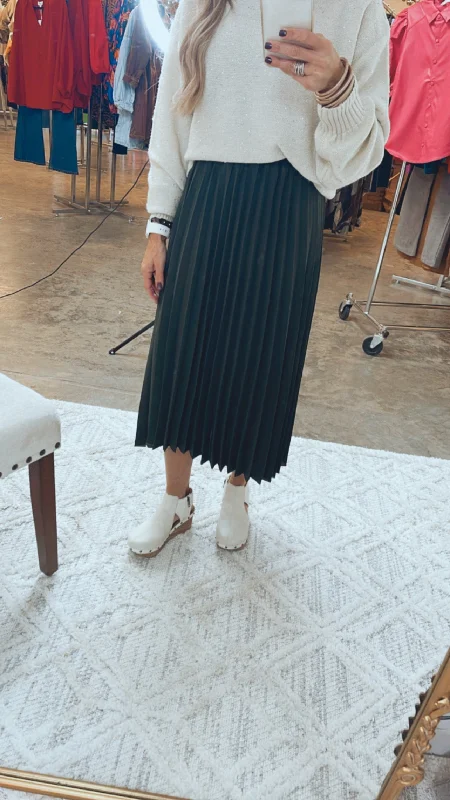 ALL THE PLEATS MIDI SKIRT -OLIVE chiffon skirt floaty