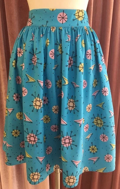 Blue Atomic Sputnik Swing Skirt corduroy skirt textured