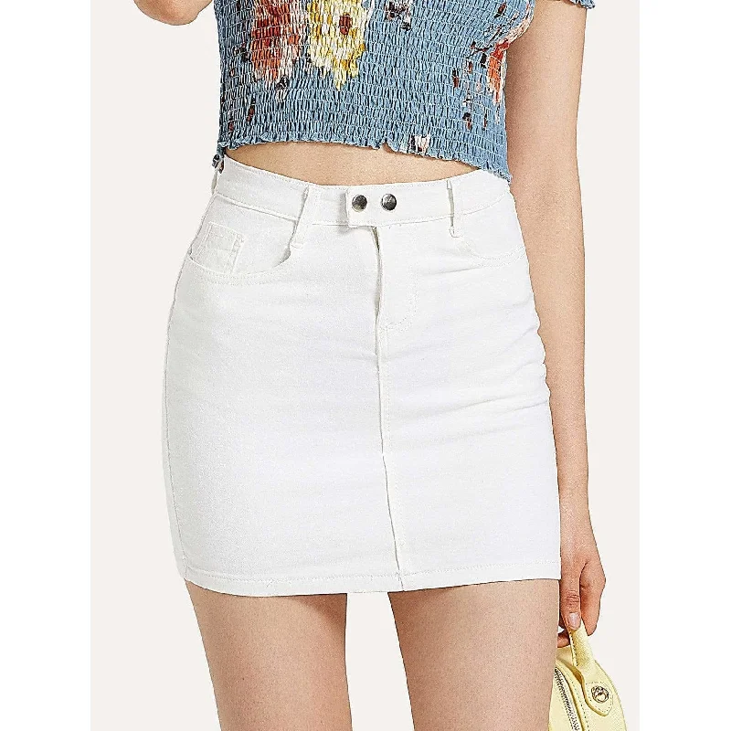 Basic Skinny Denim Skirt a-line skirt cut