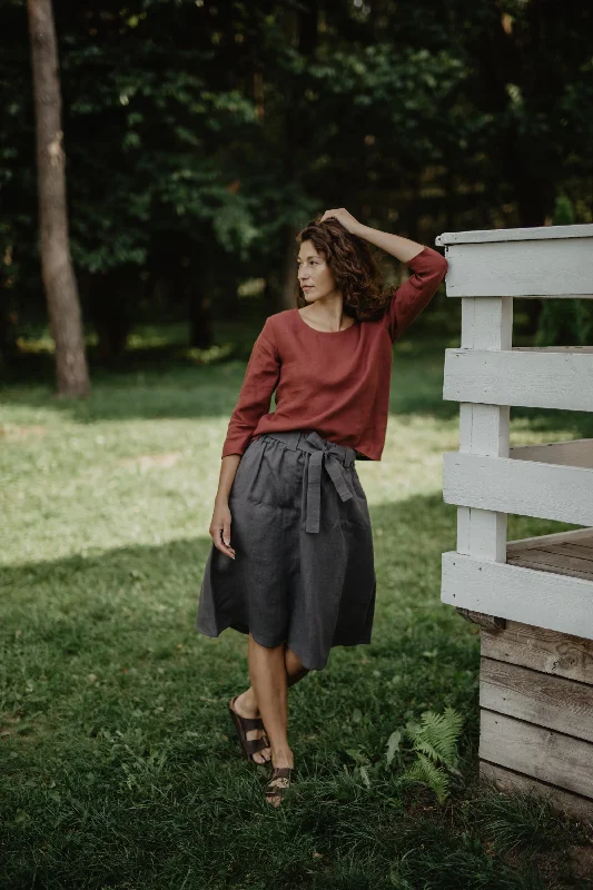 Bergen mid-length linen skirt linen skirt natural
