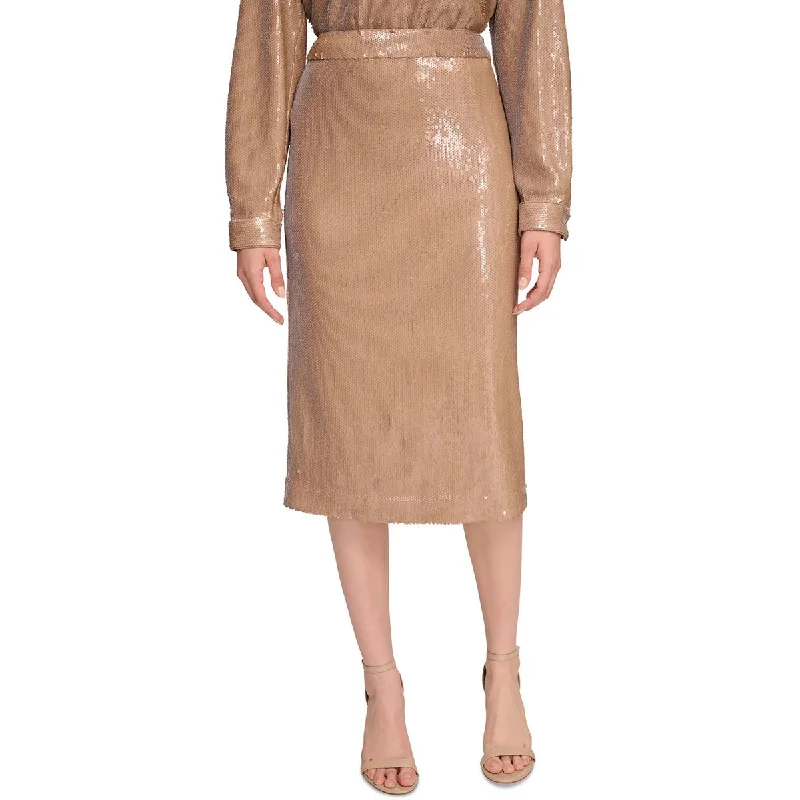 Womens Side Slit Midi Pencil Skirt linen skirt breathable