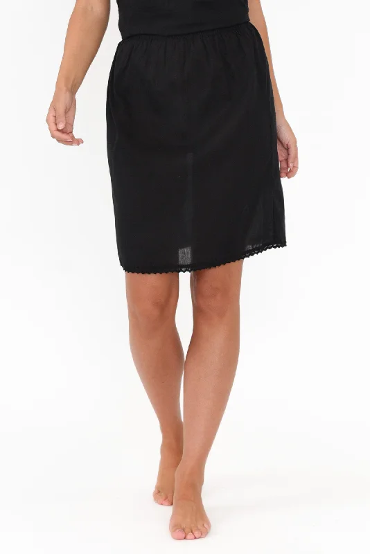 Black Cotton Slip Skirt floral skirt print
