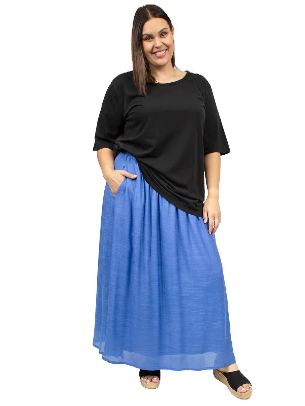 Bluebird Maxi Skirt - Blue denim skirt casual
