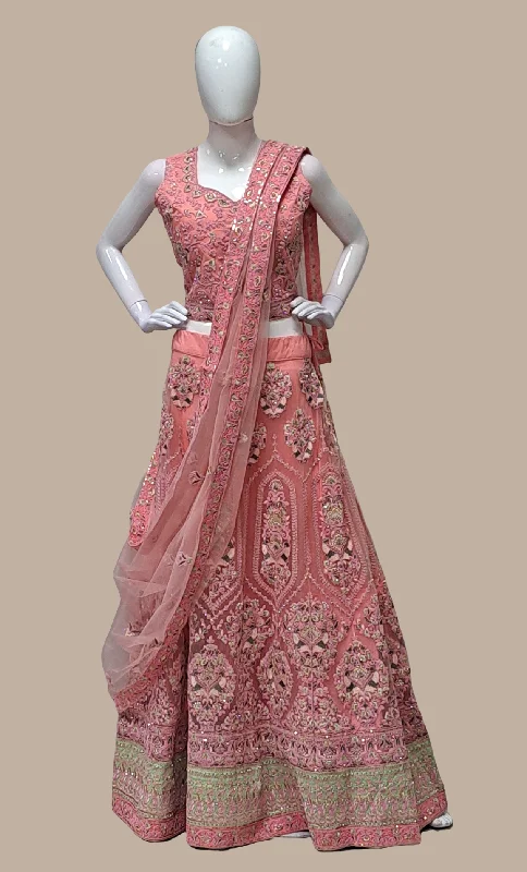 Deep Peach Embroidered Skirt Set corduroy skirt durable