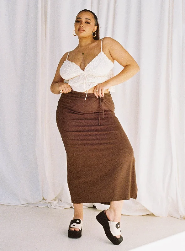 Caroline Midi Skirt Brown Curve pencil skirt chic