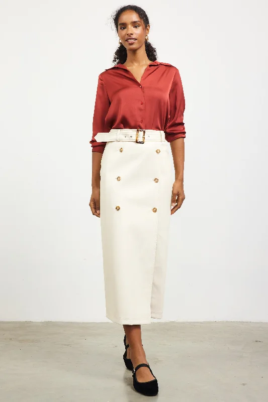 CC Me Faux Leather Midi Skirt denim skirt fashionable