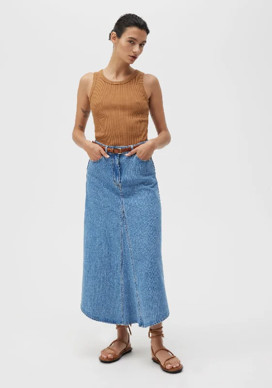 Clovelly Denim Skirt_Light Blue leather skirt durable