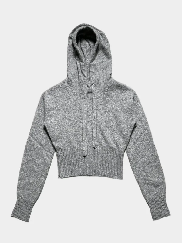 Crop Soft Cashmere Hoodie Hoodie with Hem Applique Textured Unique