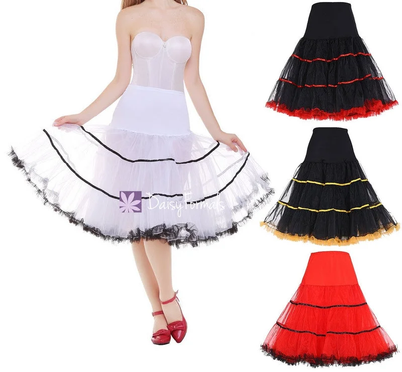 DaisyFormals Vintage Rockabilly Petticoat 50s Puffy Tutu Skirt, 2-Tone (PT002) pleated skirt texture