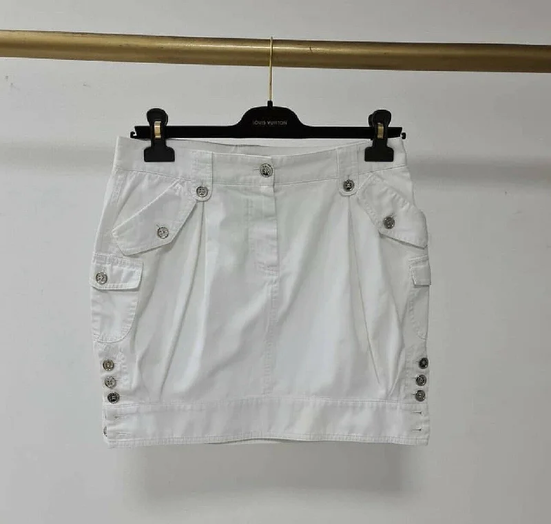 Dolce & Gabbana White Cotton Mini Skirt size 40 corduroy skirt durable