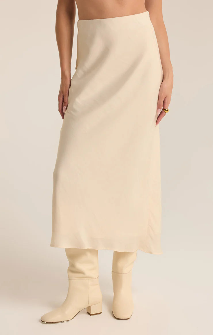 Europa Luxe Sheen Midi Skirt silk skirt lustrous
