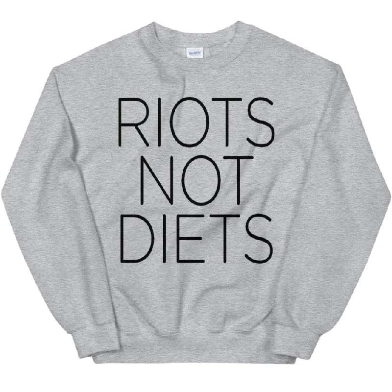 Riots Not Diets -- Sweatshirt Hoodie with Hem Fringe Bohemian Relaxed