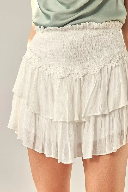 Mustard Seed Flower Trim Around Waist Skort wool skirt warm
