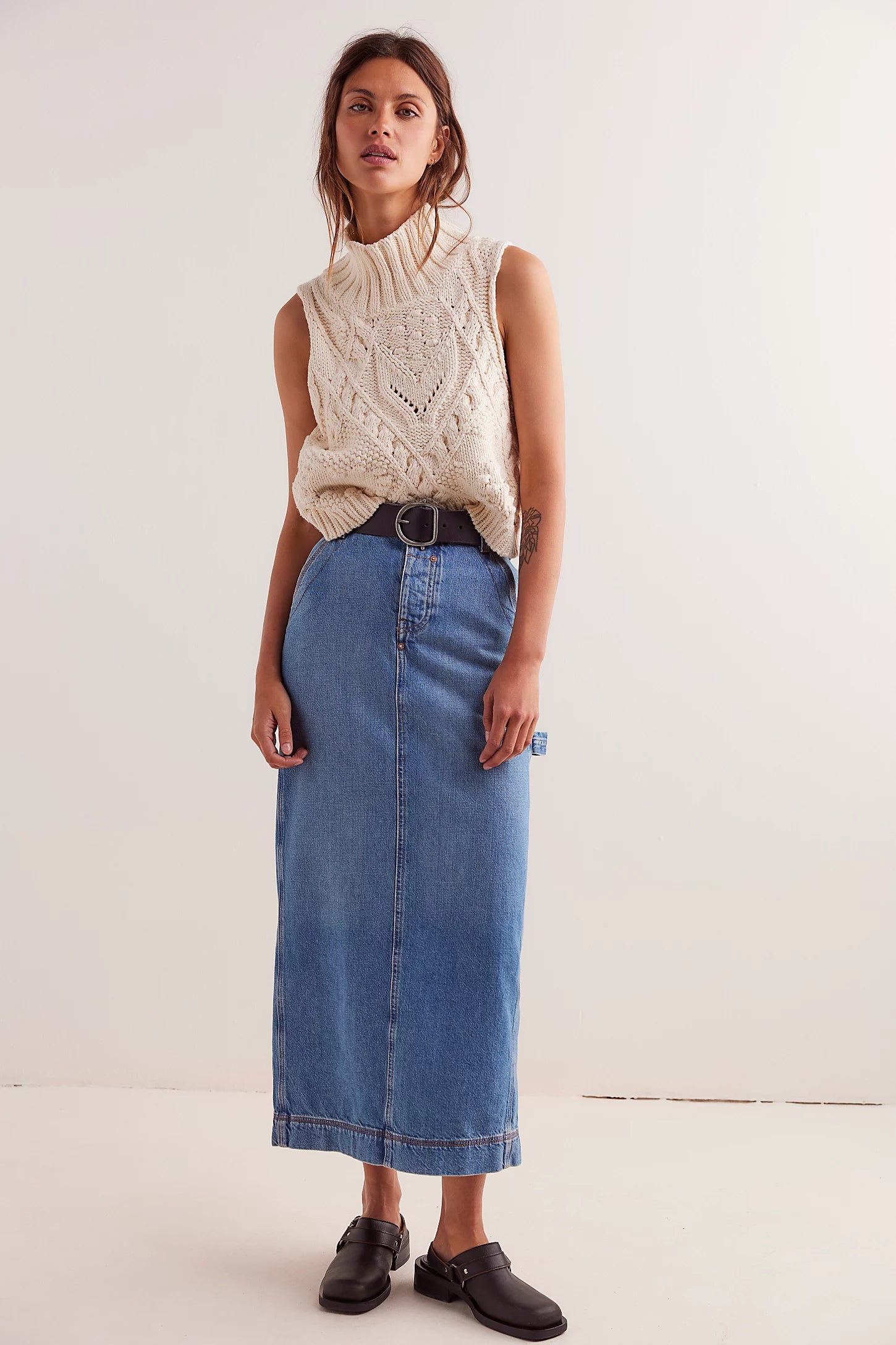 Francisco Denim Maxi Skirt chiffon skirt floaty