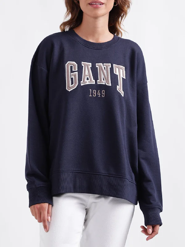 Gant Women Solid Full Sleeves Round Neck Sweatshirt Hoodie with Neon Bright Vibrant