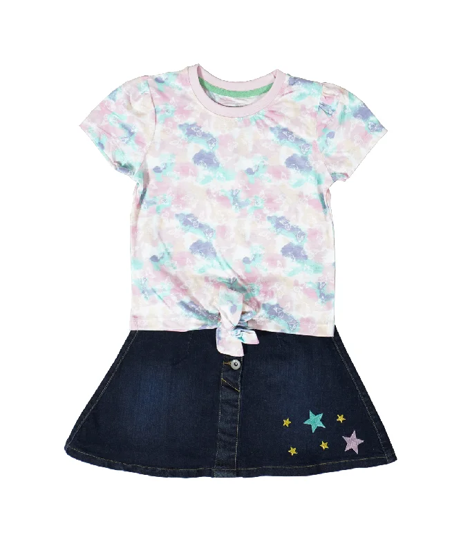 Girls Top Skirt Set corduroy skirt textured