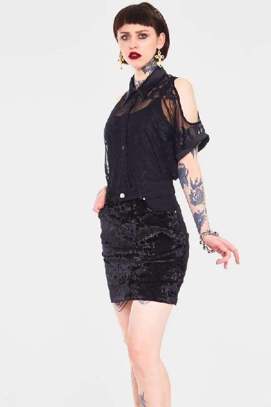 Glam Rock Velvet Mini Skirt spandex blend skirt