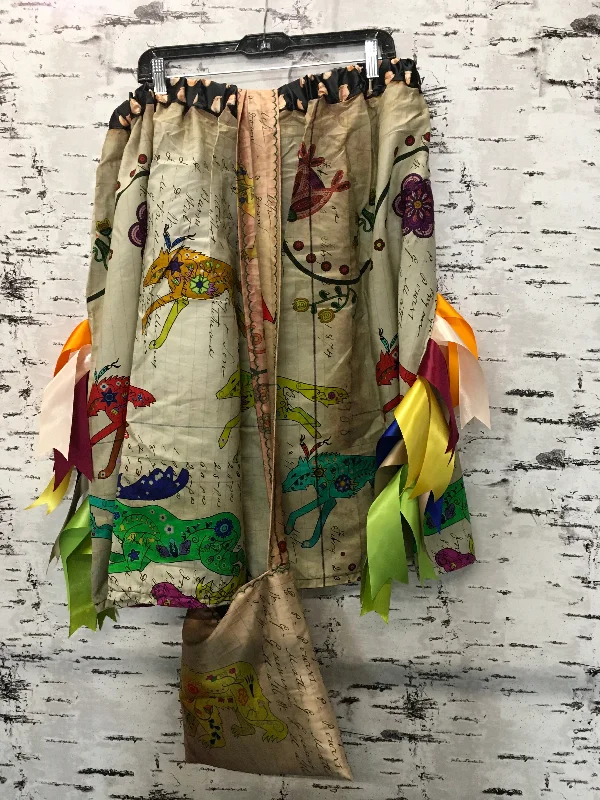 Handmade Ledger Wolf & Black Elk Teeth Satin Trim w/ Bag Ribbon Skirt pleated skirt texture