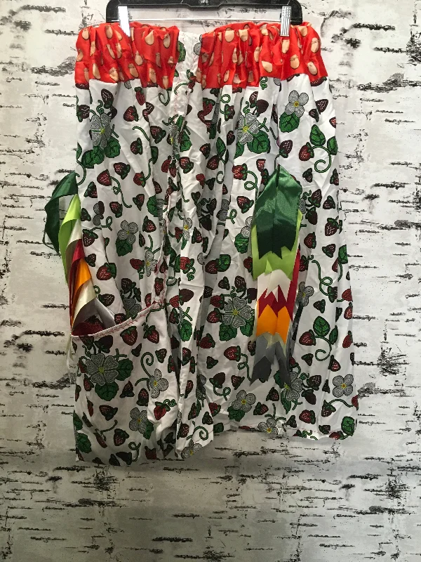Handmade White Strawberry Dreams & Orange Elk Teeth Satin Trim w/ Bag Ribbon Skirt silk skirt lustrous