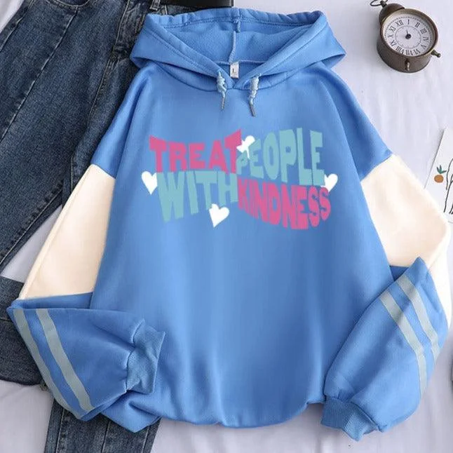 Korean style printed hoodies Hoodie with Raglan Sleeves Sporty Comfortable