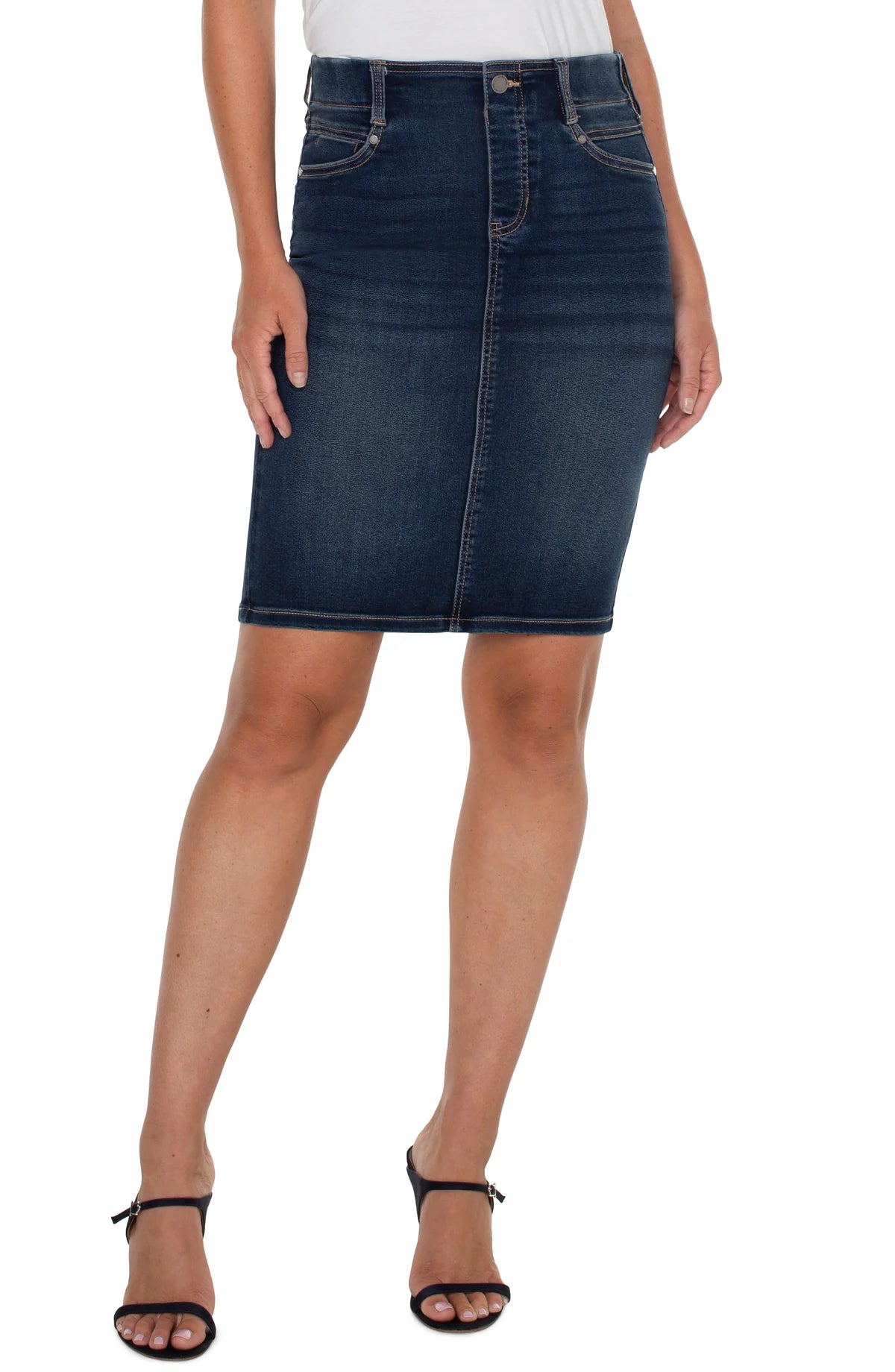 Liverpool LM6369SFS Goa Glider Skirt Demin Pencil Skirt tiered skirt playful