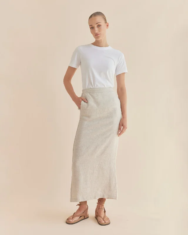 Mabel Linen Skirt - Natural flowy skirt hem