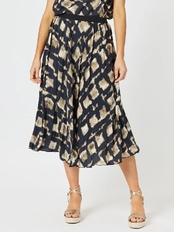 Marrakesh Print Skirt - Navy/Stone corduroy skirt durable