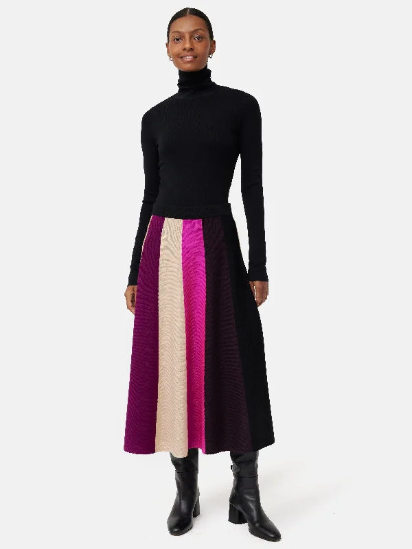 Merino Colourblock Knit Skirt | Multi modal blend skirt