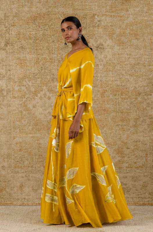 Mustard Hand-Painted Skirt Set relaxed fit skirt