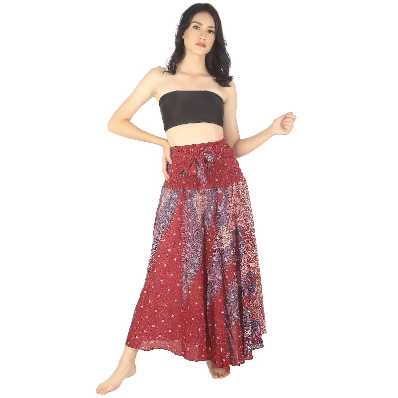 Peacock Women's Bohemian Skirt in Dark Red SK0033 020008 02 spandex blend skirt