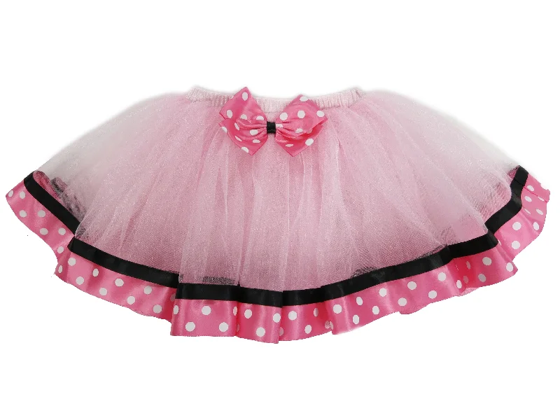 Pink Minnie Polka dot  Ribbon Tutu Skirt lace skirt feminine