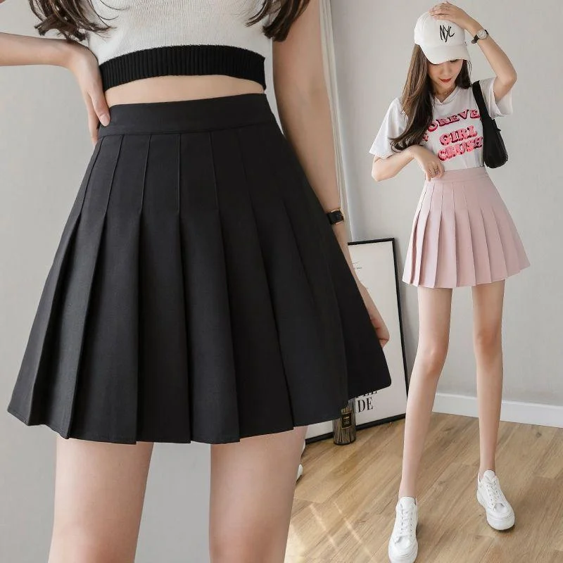 Pleated Skirt Summer Pleated Skirt Women's Design Sense Skirt High Waist A-line Skirt JK Short Skirt elastic waist skirt