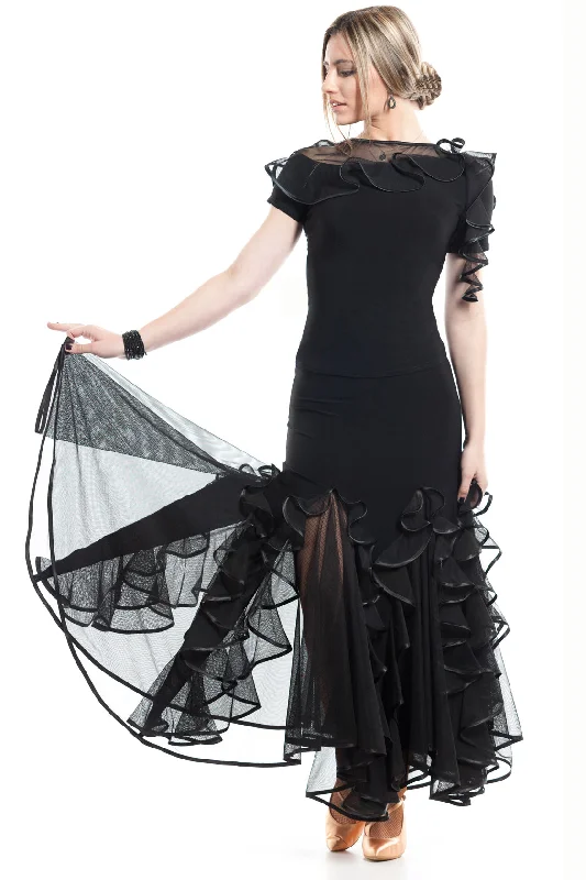 "Raffaella" Ballroom Dance Skirt chiffon skirt airy
