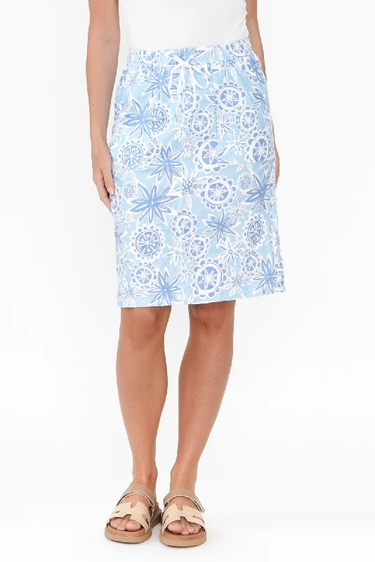 Ravenna Blue Abstract Drawstring Skirt tulle skirt dreamy