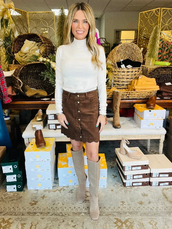 SEND ME A SIGN SKIRT-MOCHA denim skirt trendy