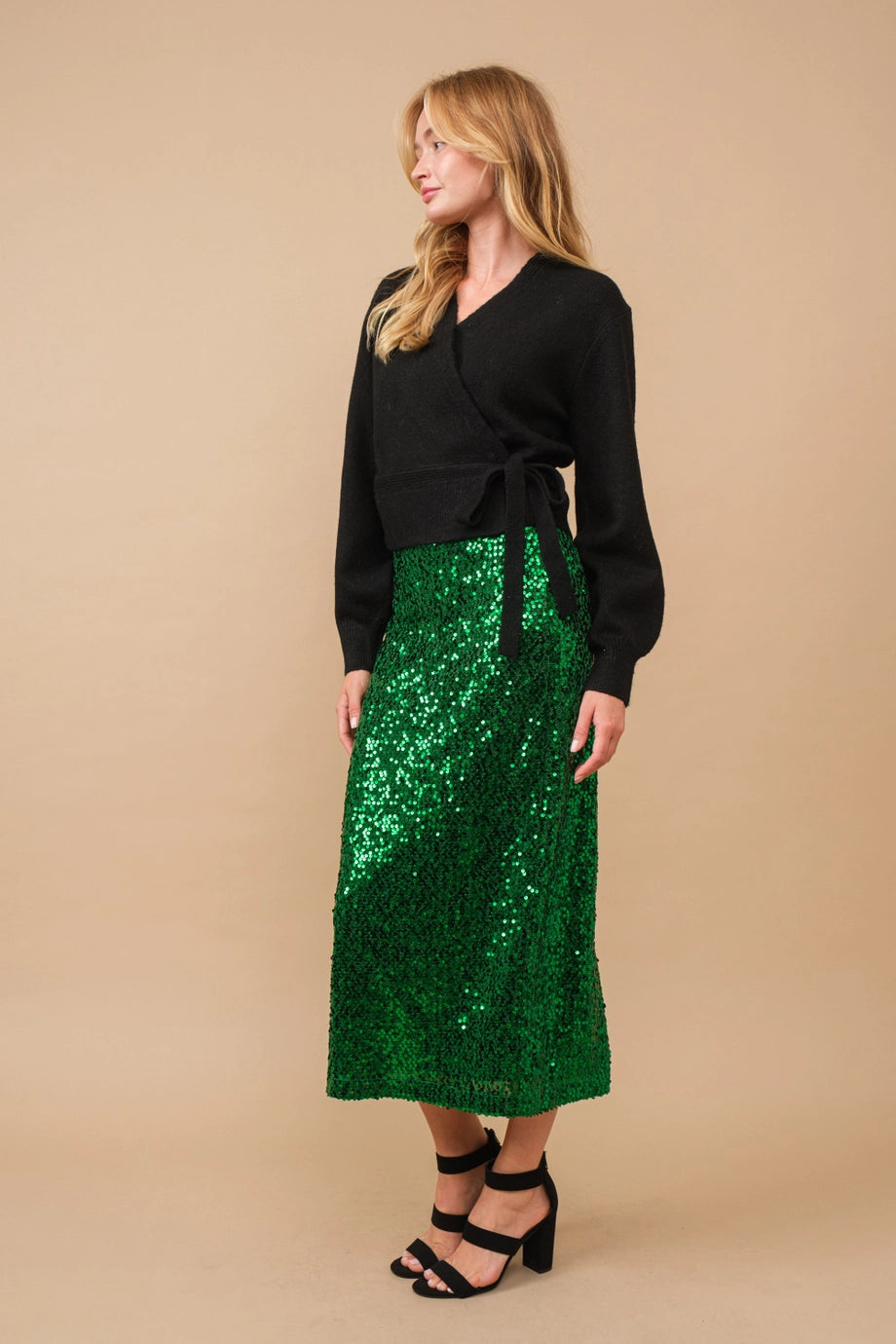 Sharon Sequin Midi Skirt lace skirt elegant