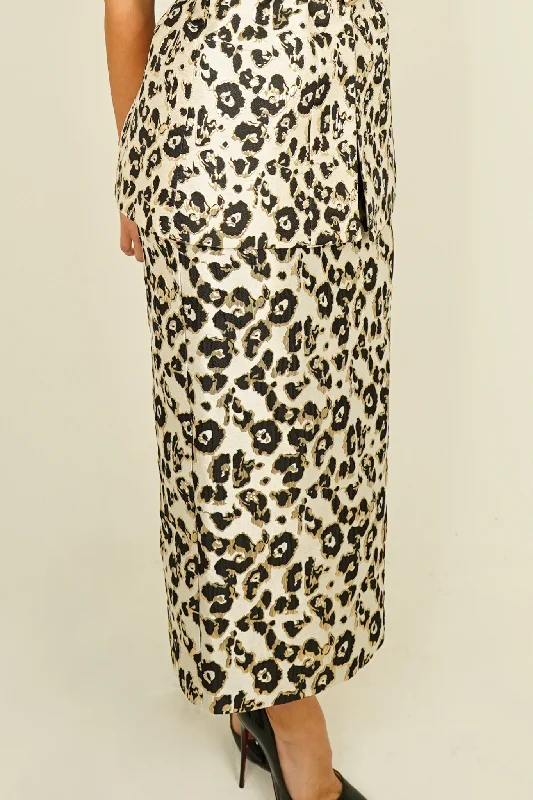 Sienna Pencil Skirt In Leopard leather skirt refined