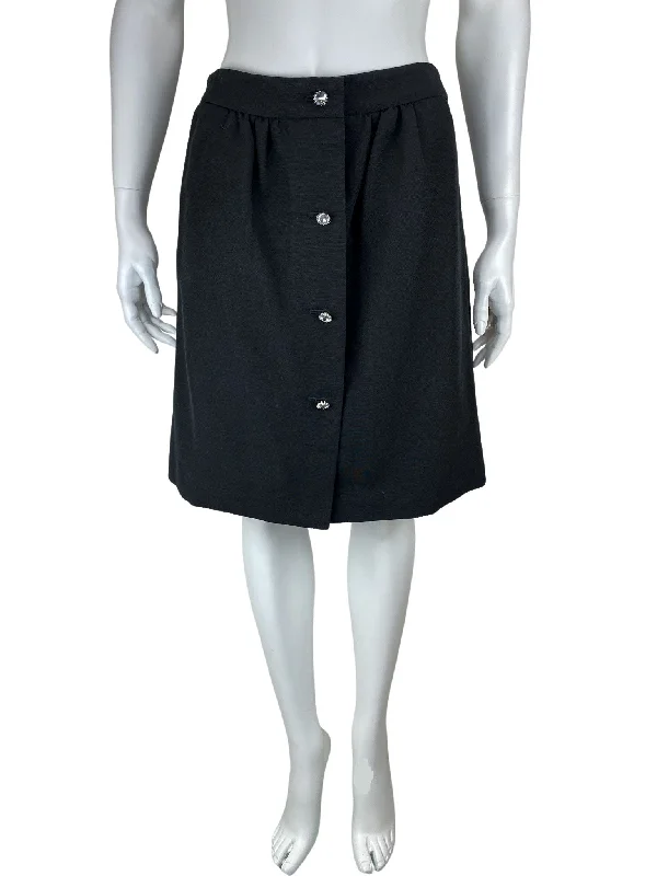 Talbots, Women's Crystal Button Skirt, Black, New with Tags, Size 2P silk skirt lustrous