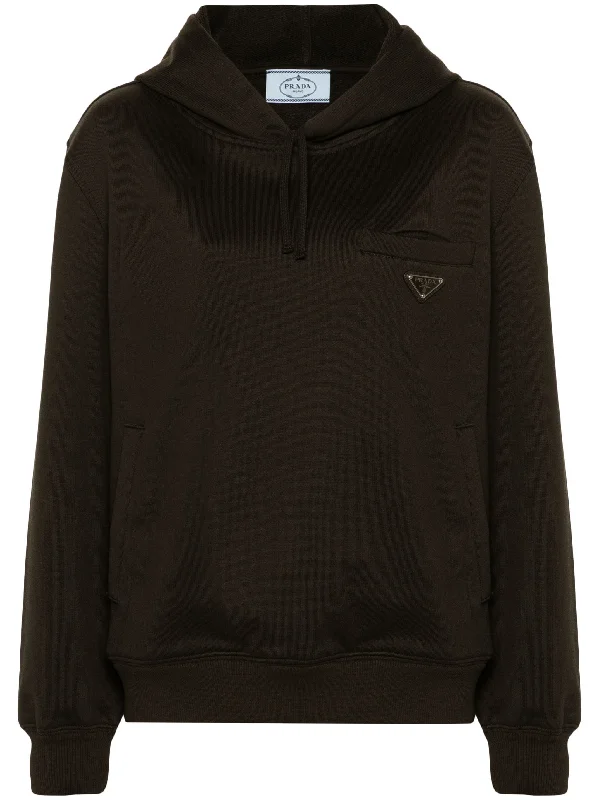 triangle-logo cotton hoodie Hoodie with Snap Buttons Easy Quick