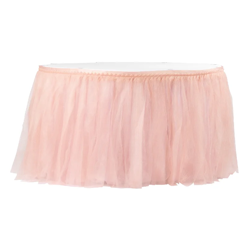 Tulle Tutu 17ft Table Skirt - Blush/Rose Gold a-line skirt cut