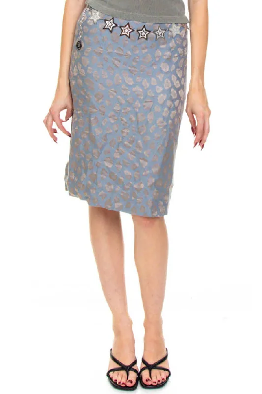 Vintage 90's Giorgio Armani Blue Metallic Leopard Skirt - S seamless skirt comfort