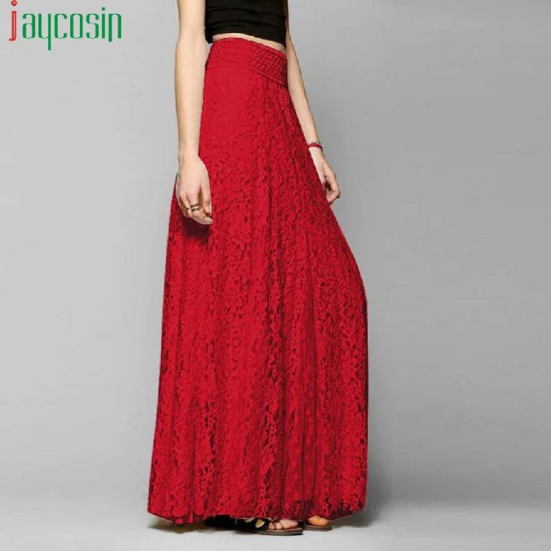 Women long high waist long skirt lace hollow solid color high waist loose fashion Female skirt Ladies plus size party skirt corduroy skirt durable